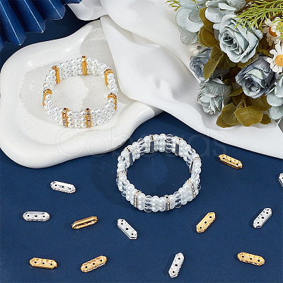 180Pcs 2 Colors 3-Hole Iron Grade A Rhinestone Bridge Spacers RB-BBC0001-03-1