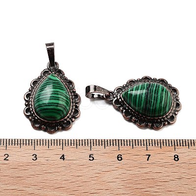 Synthetic Malachite Teardrop Pendants G-K363-01R-23-1