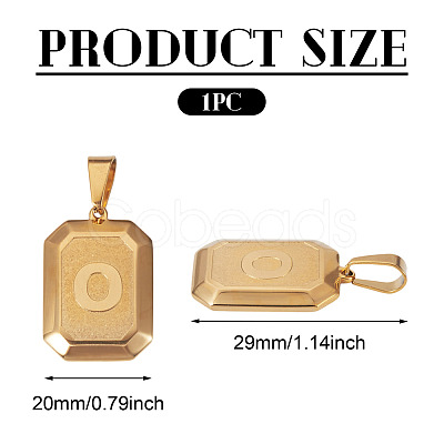 1Pc Stainless Steel Rectangle with Letter Pendants NJEW-TA0001-22O-1
