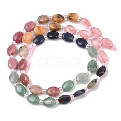Cherry Quartz Glass & Natural Rhodonite & Sodalite & Green Aventurin & Crazy Agate Beads Strands G-Z135-A12-1