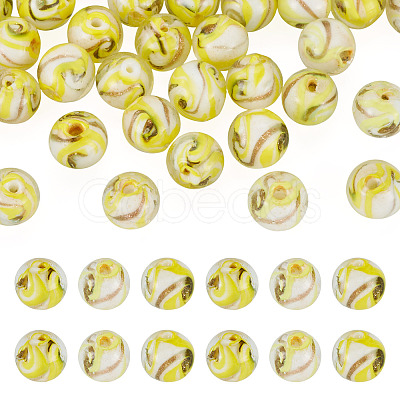 30Pcs Handmade Gold Sand Lampwork Beads LAMP-TA0002-37E-1
