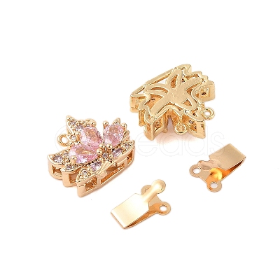 Brass Micro Pave Cubic Zirconia Box Clasps KK-B100-035G-1