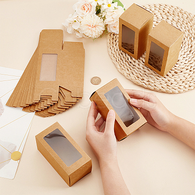 Kraft Paper Candy Boxes with PVC Clear Window CON-WH0097-07A-02A-1
