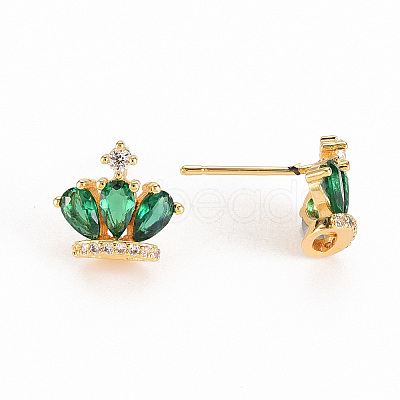 Brass Micro Pave Cubic Zirconia Stud Earrings KK-S356-251-NF-1