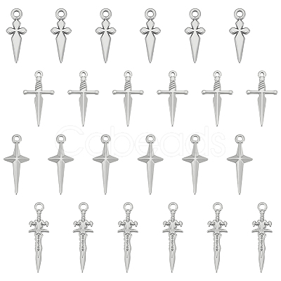 24Pcs 4 Styles 304 Stainless Steel Pendants STAS-UN0060-02-1