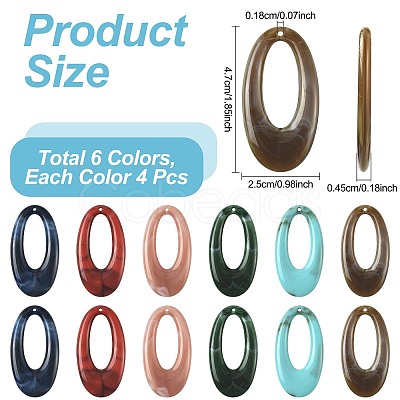 24Pcs 6 Colors Acrylic Pendants OACR-FS0002-64-1