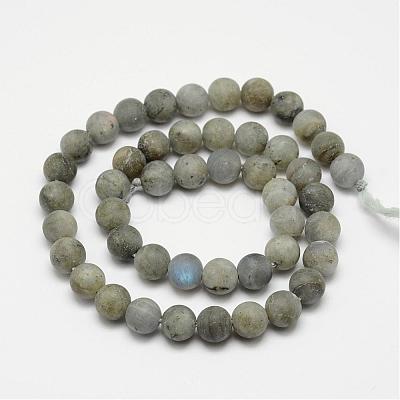 Natural Labradorite Frosted Bead Strands G-O155-04B-4mm-1