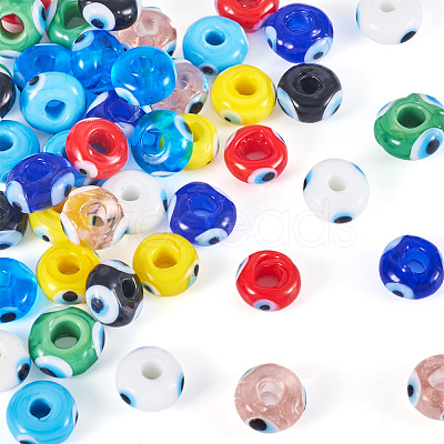 54Pcs 9 Colors Handmade Evil Eye Lampwork Beads LAMP-TA0001-57-1