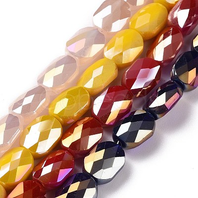 Faceted Electroplated Glass Beads Strands GLAA-G092-C-1