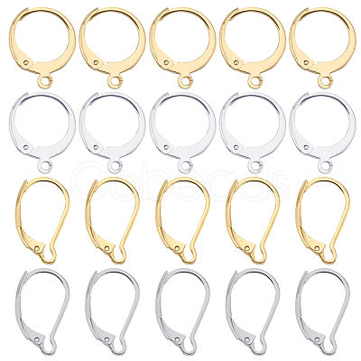 SUNNYCLUE 80Pcs 4 Style 304 Stainless Steel Leverback Earring Findings STAS-SC0005-85-1