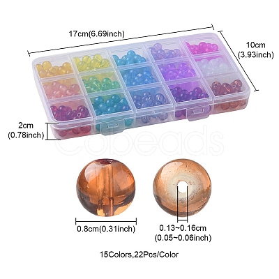 330Pcs 15 Colors Baking Paint Glass Beads Strands DGLA-YW0001-08-1