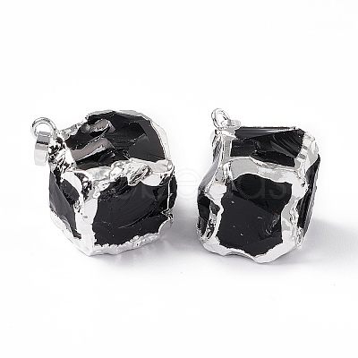 Natural Obsidian Pendants G-G978-01-1