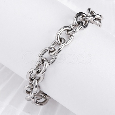 Tarnish Resistant 304 Stainless Steel Cable Chain Bracelets BJEW-G618-04P-1