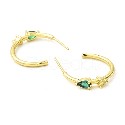 Real 18K Gold Plated Brass Ring Stud Earrings EJEW-L270-10G-1
