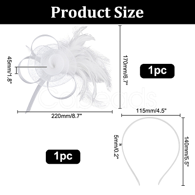 Polyester & Fether Hair Accessories AJEW-WH0031-31C-1