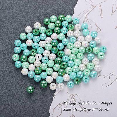 400Pcs 4 Colors Opaque Acrylic Beads MACR-SZ0001-79B-1