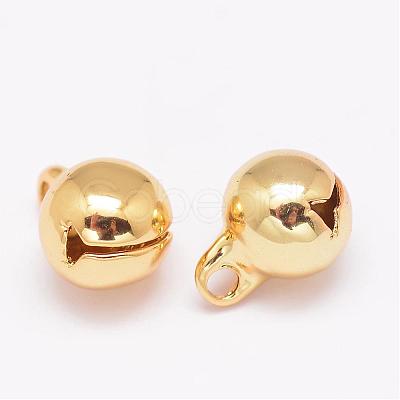 Brass Small Bell Charms KK-P046-01G-8mm-NR-1