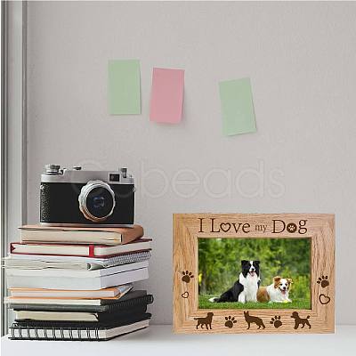 Rectangle with Dog & Word Wooden Photo Frames AJEW-WH0292-005-1