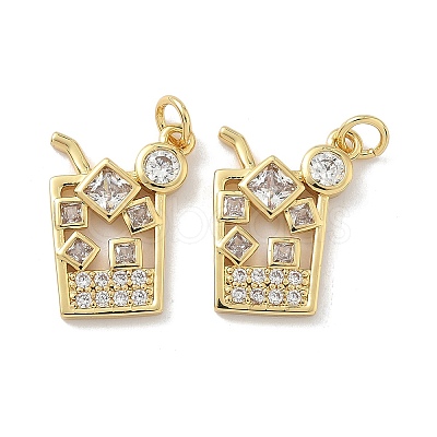 Brass Micro Pave Cubic Zirconia Pendants KK-P325-31G-1