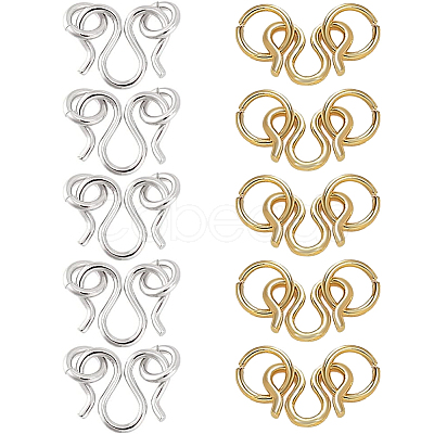 10Pcs 2 Colors 999 Fine Silver Hook Clasps STAS-PH0006-25-1