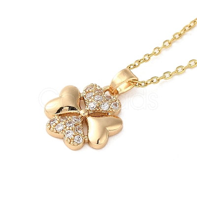 Brass Micro Pave Clear Cubic Zirconia Pendant Necklaces for Women NJEW-E106-05KCG-01-1