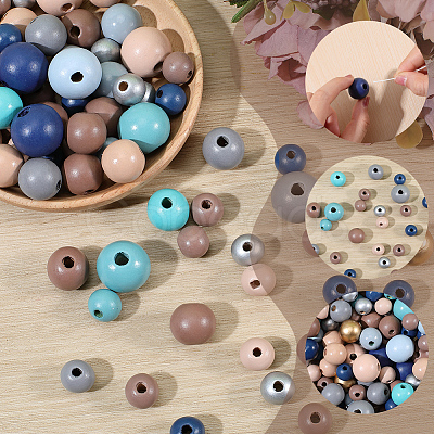Baking Paint Wood Beads WOOD-SP0001-77A-1