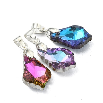 AB Color Plated Electroplate Glass Pendants PALLOY-JF05303-01-1