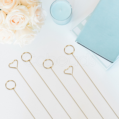 40Pcs 2 Styles Ring & Heart Shaped Steel Wire Name Card Clip Holder AJEW-CN0006-48-1