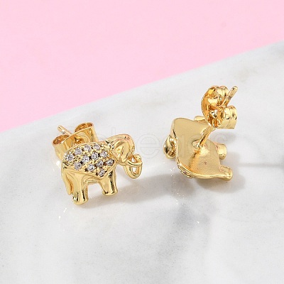 Brass & Crystal Rhinestone Stud Earrings for Women EJEW-G464-04G-02-1