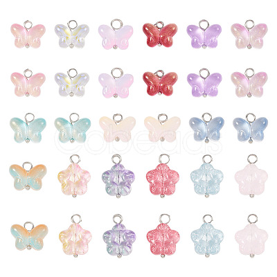 60Pcs 15 Styles Transparent Glass Pendants FIND-TA0004-51-1
