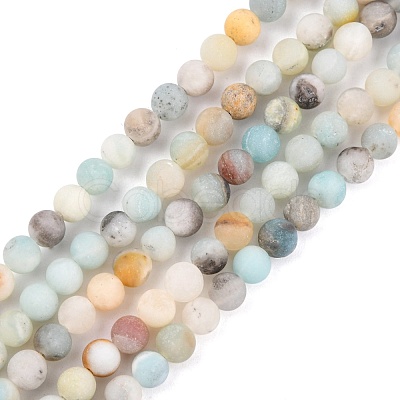 Natural Flower Amazonite Beads Strands G-G692-01F-6mm-1