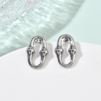 Oval 304 Stainless Steel  Pendant Necklacrs & Stud Earring & Link Bracelet Sets SJEW-C009-01P-1