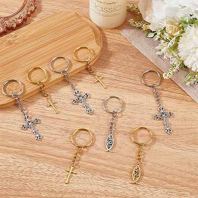 1Set Brass & Tibetan Style Alloy Keychain KEYC-CP0001-31-1