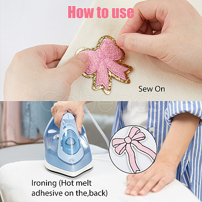 12Pcs 6 Styles Sequin Embroidery Cloth Iron On Patches PATC-DC0001-08-1
