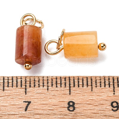 Natural Red Aventurine Column Charms with 304 Stainless Steel Jump Rings G-Q032-01E-1