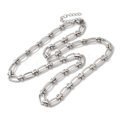 Non-Tarnish 304 Stainless Steel Oval Links Necklace for Women X-NJEW-B107-07P-03-1