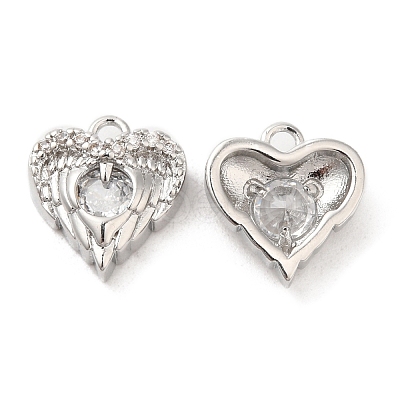 Brass & Glass & Cubic Zirconia Charms KK-G468-54P-04-1