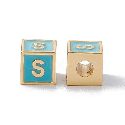 Rack Plating Brass Enamel Beads KK-B060-04G-06S-1