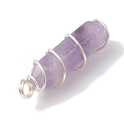 Natural Amethyst Double Terminal Pointed Pendants PALLOY-JF02673-01-1
