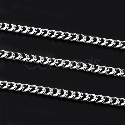 Tarnish Resistant 201 Stainless Steel Cuban Link Chains CHS-L020-008P-1