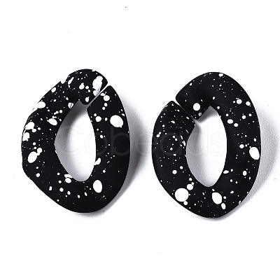 Spray Painted CCB Plastic Linking Rings X-CCB-Q091-018B-1