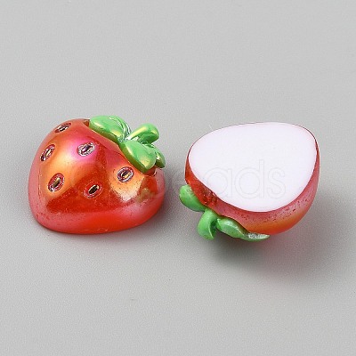 Electroplate UV Plating Opaque Fruit Resin Cabochons RESI-CJC0021-18E-1