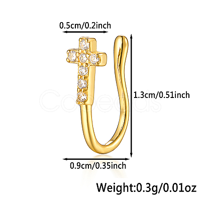 925 Sterling Silver Pave Clear Cubic Zirconia Cross Nose Rings MA2524-5-1