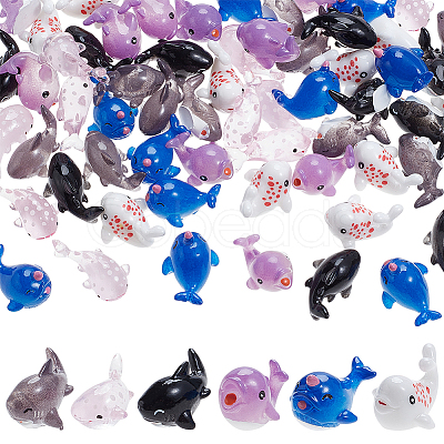 60Pcs 6 Styles Marine Organism Resin Figurines Statues for Home Desktop Decoration RESI-OC0001-70-1