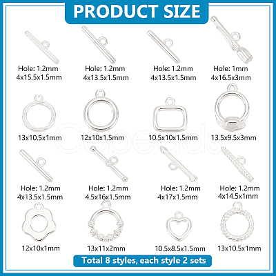 8 Styles Brass Toggle Clasps KK-PH0010-65-1