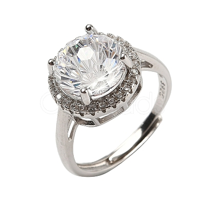 925 Sterling Silver Micro Pave Cubic Zirconia Finger Rings RJEW-B134-01A-03-1