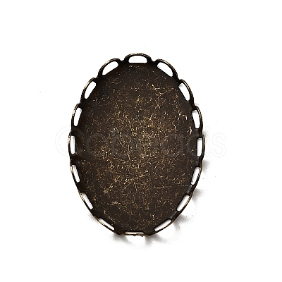 Flat Oval Brass Lace Edge Bezel Cups X-KK-E185-AB-NF-1