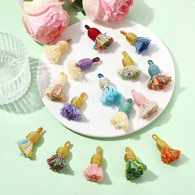 16Pcs 16 Colors Cotton Tassel Pendants FIND-YW0010-28-1