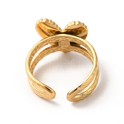 Ion Plating(IP) 304 Stainless Steel Heart Open Cuff Rings for Women LS-RJEW-H136-02G-1
