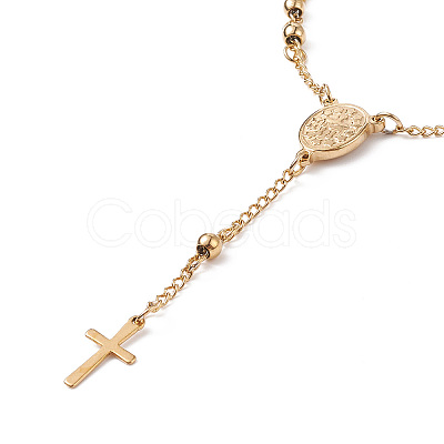 Rosary Bead Bracelets with Cross LS-BJEW-E282-02G-1